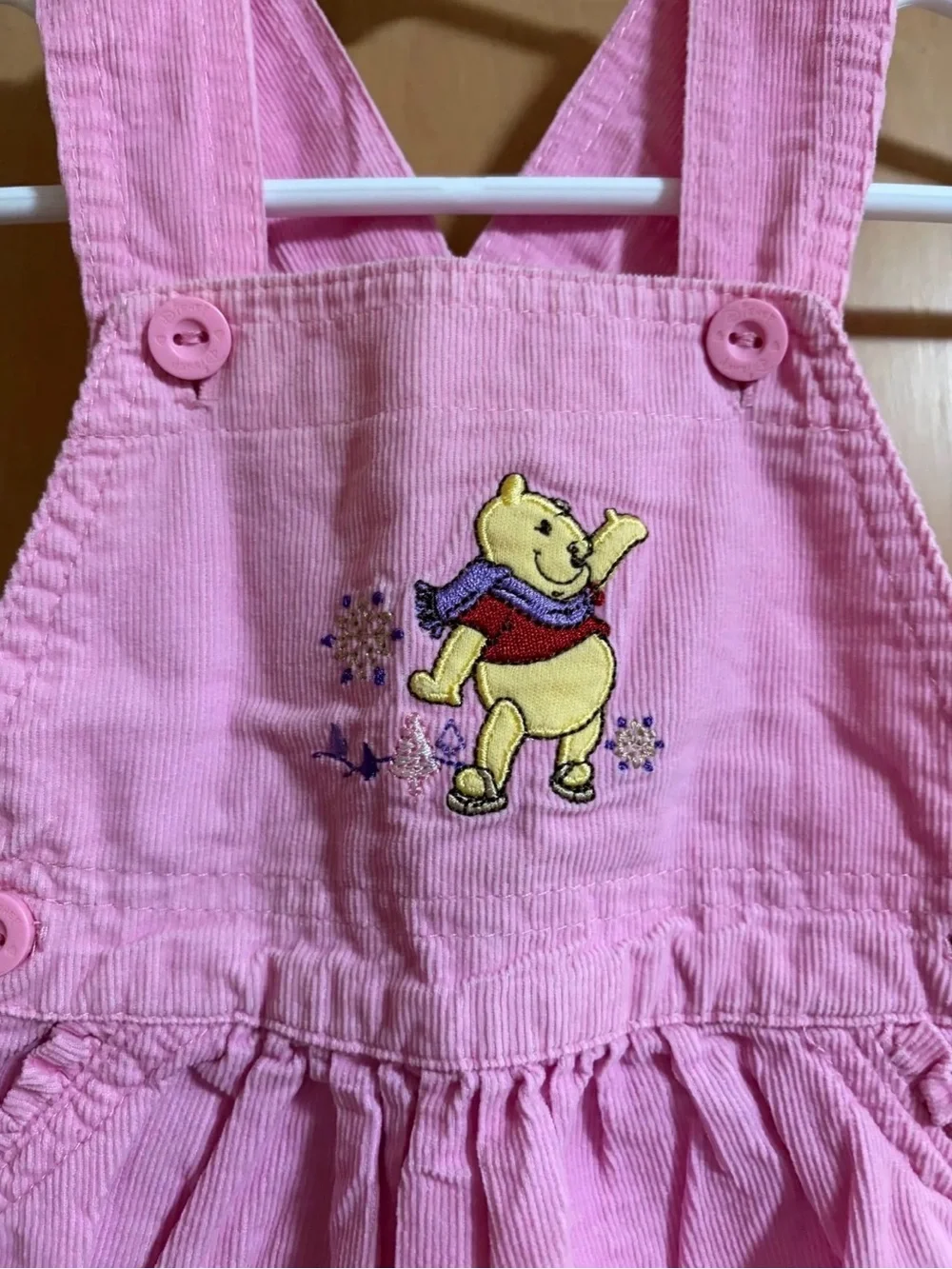 2000s Disney Pink Winnie the Pooh Corduroy Overall Dress